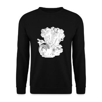 Motorrad Motorblock Zylinder Fan Hubraum Motor - Unisex Pullover - Schwarz - Vorne - Alina (178cm) & Michal (187cm)