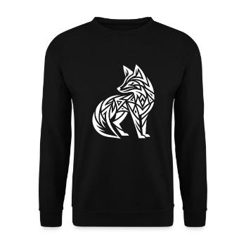 Niedlicher Fuchs im Tribal Tattoo Style - Unisex Pullover - Schwarz - Vorne - Alina (178cm) & Michal (187cm)