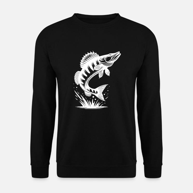 Big Jumping Zander Fish - Unisex Sweatshirt - black