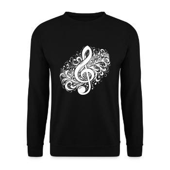 Clé de musique avec partitions vintage - Sweat-shirt Unisexe - noir - Devant - Alina (178cm) & Michal (187cm)