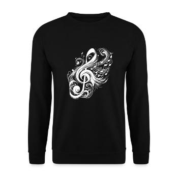 Clé de musique vintage avec des Notes sauvages - Sweat-shirt Unisexe - noir - Devant - Alina (178cm) & Michal (187cm)