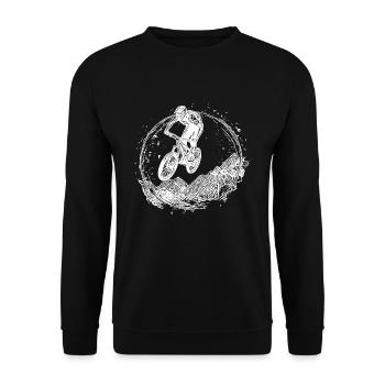 Cyclist Bicycle Mud Downhill Jump - Unisex Sweatshirt - black - Front - Alina (178cm) & Michal (187cm)