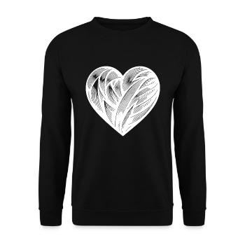 Elegantes Tattoo Herz - Unisex Pullover - Schwarz - Vorne - Alina (178cm) & Michal (187cm)