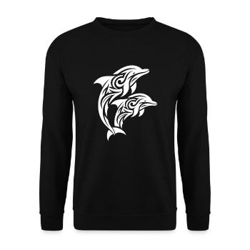 Jumping Tribal Tattoo Dolphins - Unisex Sweatshirt - black - Front - Alina (178cm) & Michal (187cm)