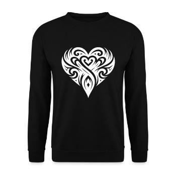 Tribal Tattoo Herz Linien - Unisex Pullover - Schwarz - Vorne - Alina (178cm) & Michal (187cm)