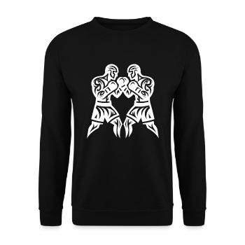 Faust Boxer Tattoo Kämpfer Sparring Style - Unisex Pullover - Schwarz - Vorne - Alina (178cm) & Michal (187cm)