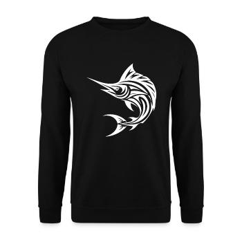 Schneller Segelfisch - Eleganter Schwertfisch - Unisex Pullover - Schwarz - Vorne - Alina (178cm) & Michal (187cm)