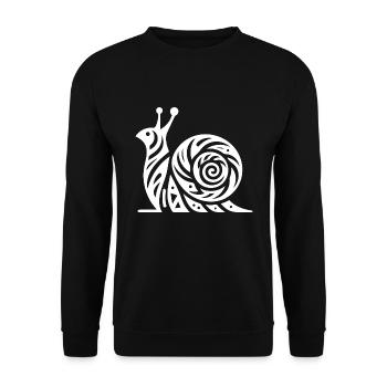 Curious snail with house in tattoo style - Unisex Sweatshirt - black - Front - Alina (178cm) & Michal (187cm)