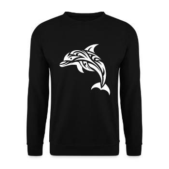 Cute Jumping Tattoo Dolphin Bottlenose dolphin - Unisex Sweatshirt - black - Front - Alina (178cm) & Michal (187cm)
