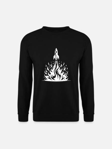 Abhebende Rakete im Feuer Flammen Meer - Unisex Pullover - Schwarz