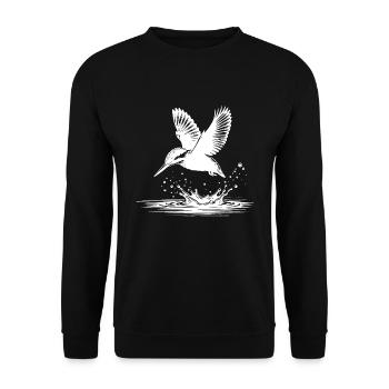 Eleganter Eisvogel Fische fangen Wasser Splash - Unisex Pullover - Schwarz - Vorne - Alina (178cm) & Michal (187cm)