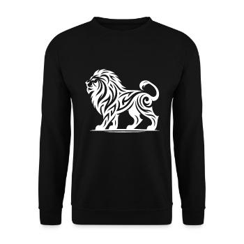 Elegant Proud Tribal Tattoo Lion - Unisex Sweatshirt - black - Front - Alina (178cm) & Michal (187cm)
