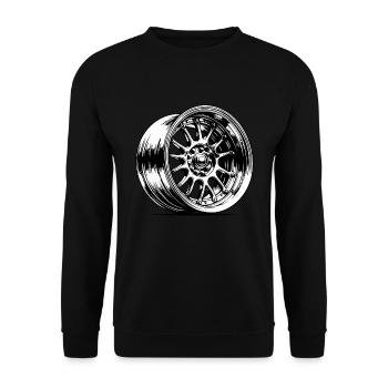 Sporty Elegant Aluminum Car Rim - Unisex Sweatshirt - black - Front - Alina (178cm) & Michal (187cm)