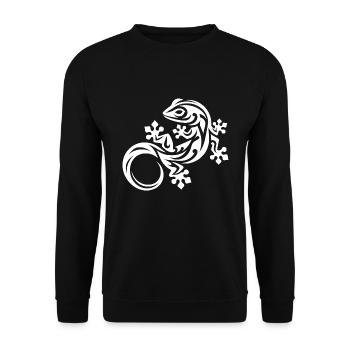 Petit gecko drôle dans le style de tatouage tribal - Sweat-shirt Unisexe - noir - Devant - Alina (178cm) & Michal (187cm)