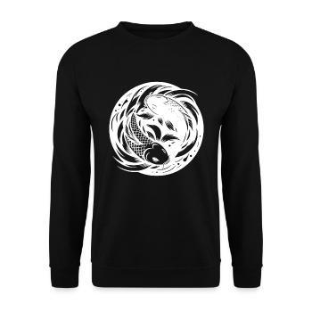 Koi Carp Yoga Circle Yin and Yang Style - Unisex Sweatshirt - black - Front - Alina (178cm) & Michal (187cm)