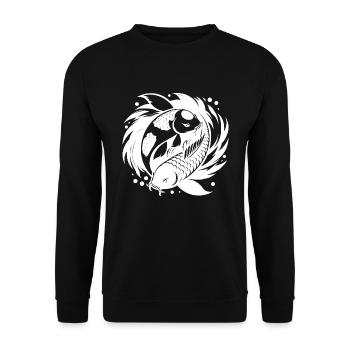 Yin and Yang Koi Carp Yoga Circle - Unisex Sweatshirt - black - Front - Alina (178cm) & Michal (187cm)