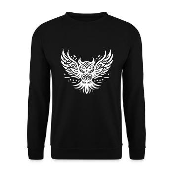 Hibou volant dans le style de tatouage - Sweat-shirt Unisexe - noir - Devant - Alina (178cm) & Michal (187cm)
