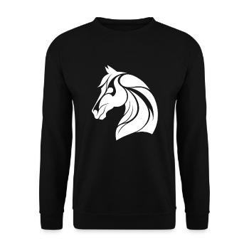 Eleganter Pferdekopf - Unisex Pullover - Schwarz - Vorne - Alina (178cm) & Michal (187cm)