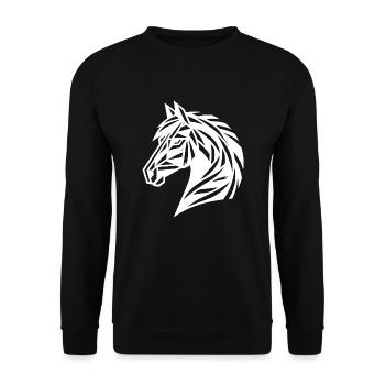 Pferdekopf Porträt Style Geometrisch - Unisex Pullover - Schwarz - Vorne - Alina (178cm) & Michal (187cm)