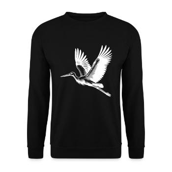 Hübscher fliegender Storchen Vogel - Unisex Pullover - Schwarz - Vorne - Alina (178cm) & Michal (187cm)