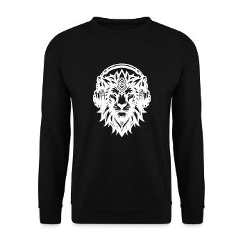 Tête de lion tribal avec écouteurs - Sweat-shirt Unisexe - noir - Devant - Alina (178cm) & Michal (187cm)