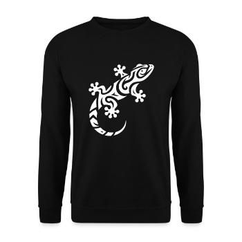 Petit gecko mignon dans le style de tatouage tribal - Sweat-shirt Unisexe - noir - Devant - Alina (178cm) & Michal (187cm)