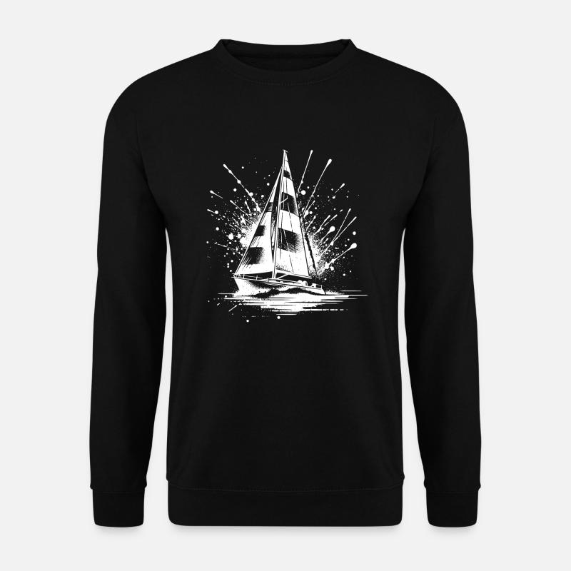 Segelboot mit Wellengang Splash Optik - Unisex Pullover - Schwarz