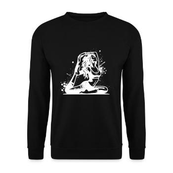 Yoga Schülerin in tiefer Konzentration Übung - Unisex Pullover - Schwarz - Vorne - Alina (178cm) & Michal (187cm)