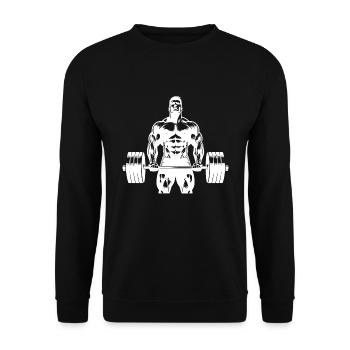Ambitionierter ehrgeiziger Athlet mit Langhantel - Unisex Pullover - Schwarz - Vorne - Alina (178cm) & Michal (187cm)