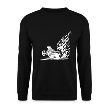 Speeding Dragster Car with Impressive Flames - Unisex Sweatshirt - black - Front - Alina (178cm) & Michal (187cm)
