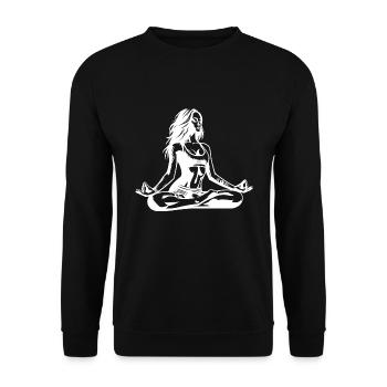 Meditation Yoga Lehrerin für Entspannung - Unisex Pullover - Schwarz - Vorne - Alina (178cm) & Michal (187cm)