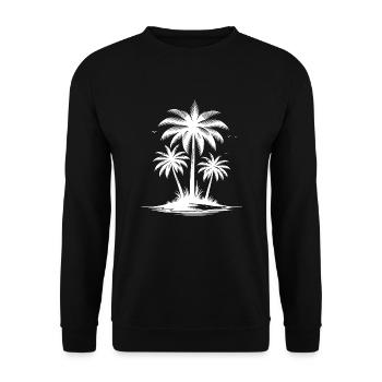 Tropical beach with palm trees - Unisex Sweatshirt - black - Front - Alina (178cm) & Michal (187cm)
