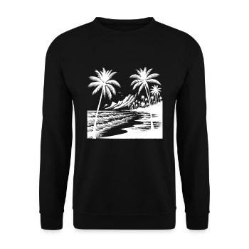 Volcano coast with palm trees, beach and sea - Unisex Sweatshirt - black - Front - Alina (178cm) & Michal (187cm)