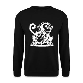 Sporty monkey with basketball - Unisex Sweatshirt - black - Front - Alina (178cm) & Michal (187cm)