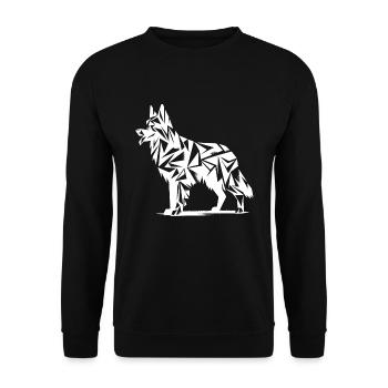 Schäferhund Geometrische Formen - Unisex Pullover - Schwarz - Vorne - Alina (178cm) & Michal (187cm)