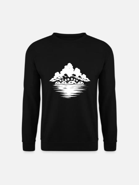Kleine karibische Tropen Trauminsel mit Palmen - Unisex Pullover - Schwarz