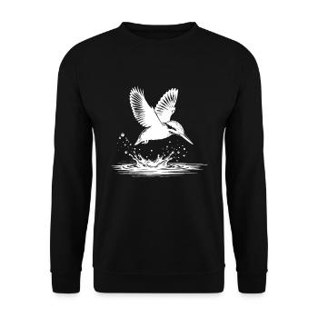 Kingfisher catching fish - Unisex Sweatshirt - black - Front - Alina (178cm) & Michal (187cm)
