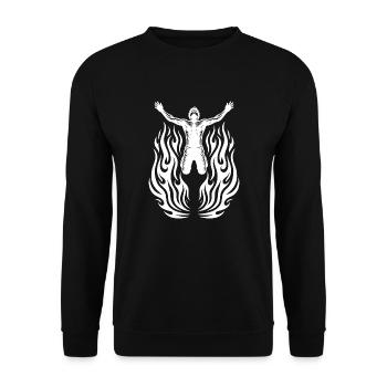 Jumping Man in Flames - Unisex Sweatshirt - black - Front - Alina (178cm) & Michal (187cm)