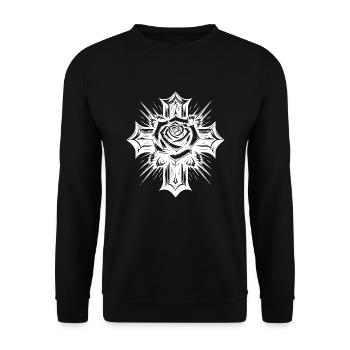 Croix vintage avec rose et feuilles - Sweat-shirt Unisexe - noir - Devant - Alina (178cm) & Michal (187cm)