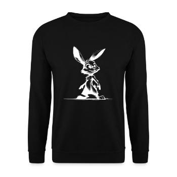 Cuddly bunny with big eyes and ears - Unisex Sweatshirt - black - Front - Alina (178cm) & Michal (187cm)
