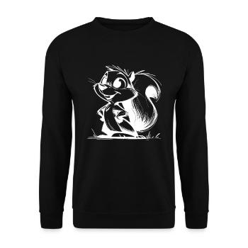 Putziges Eichhörnchen Bleistift Zeichnung - Unisex Pullover - Schwarz - Vorne - Alina (178cm) & Michal (187cm)