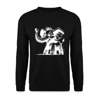 Mignon petit bébé éléphant avec une énorme trompe - Sweat-shirt Unisexe - noir - Devant - Alina (178cm) & Michal (187cm)