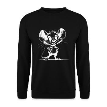 Cute Kids Pencil Mouse with Big Ears - Unisex Sweatshirt - black - Front - Alina (178cm) & Michal (187cm)