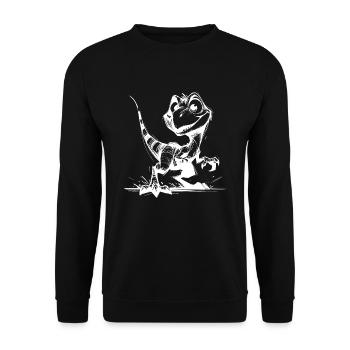 Niedlicher frecher Raptor Baby Dino Skizze - Unisex Pullover - Schwarz - Vorne - Alina (178cm) & Michal (187cm)
