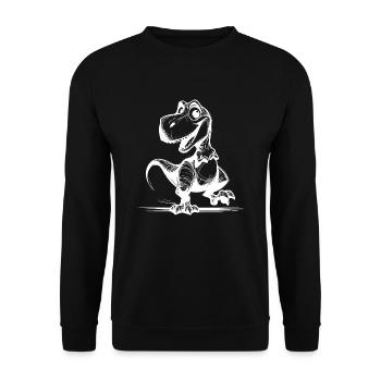 Funny Little T-Rex Dino Sketch - Unisex Sweatshirt - black - Front - Alina (178cm) & Michal (187cm)