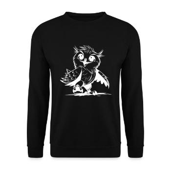 Baby Owl Cute Kids Pencil Sketch - Unisex Sweatshirt - black - Front - Alina (178cm) & Michal (187cm)