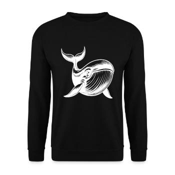 Kids Baby Blue Whale with Big Eyes - Unisex Sweatshirt - black - Front - Alina (178cm) & Michal (187cm)