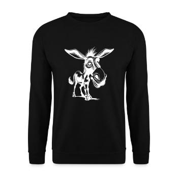 Crazy donkey grinning smiling long-eared - Unisex Sweatshirt - black - Front - Alina (178cm) & Michal (187cm)