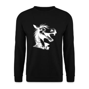 Laughing Horse Caricature Pencil Sketch - Unisex Sweatshirt - black - Front - Alina (178cm) & Michal (187cm)