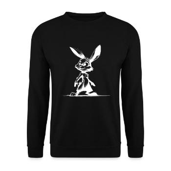 Bunny with big eyes and ears - Unisex Sweatshirt - black - Front - Alina (178cm) & Michal (187cm)